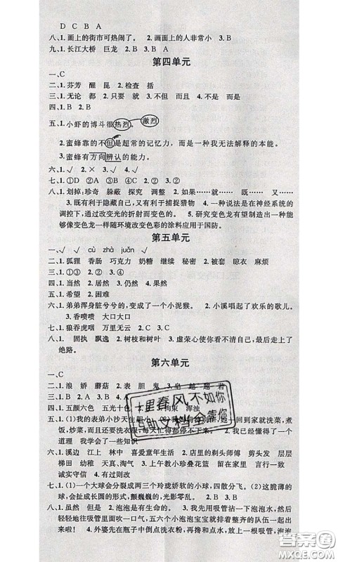 2020年学习总动员暑假总复习三年级语文人教版答案