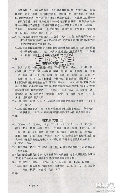 2020年学习总动员暑假总复习三年级语文人教版答案