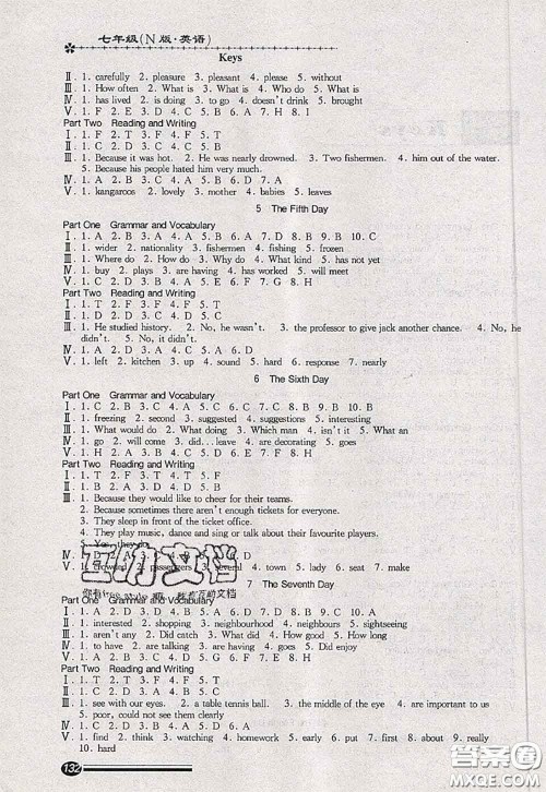 中西书局2020快乐暑假暑假能力自测七年级英语N版答案 中西书局2020快乐暑假暑假能力自测七年级英语N版答案