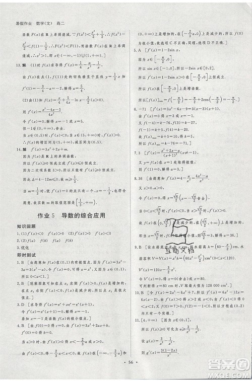 黑龙江教育出版社2020年步步高暑假作业高二数学文科小综合参考答案 黑龙江教育出版社2020年步步高暑假作业高二数学文科小综合参考答案
