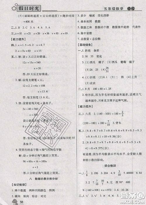 阳光出版社2020快乐暑假假日时光五升六数学北师版参考答案