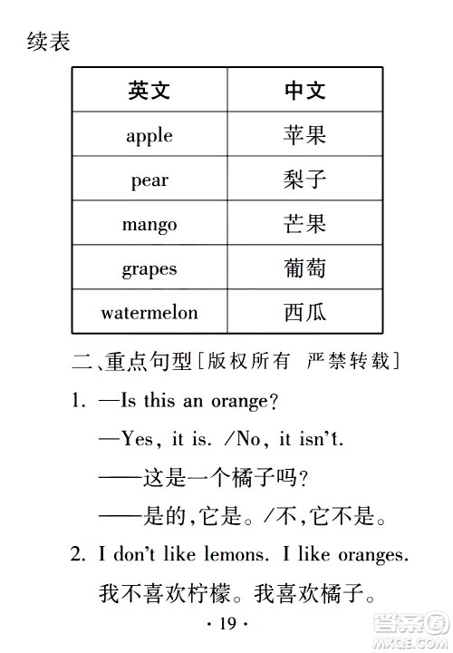 2020年假日知新暑假学习与生活三年级英语学习版参考答案