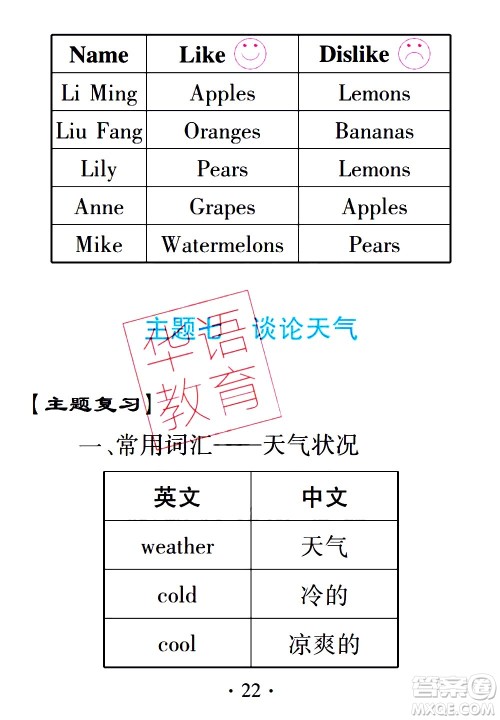 2020年假日知新暑假学习与生活三年级英语学习版参考答案