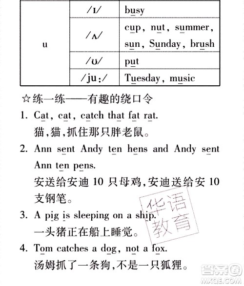 2020年假日知新暑假学习与生活四年级英语学习版参考答案