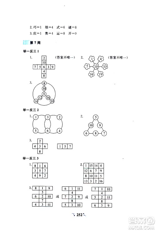 陕西人民教育出版社2020年小学奥数举一反三A版三年级参考答案