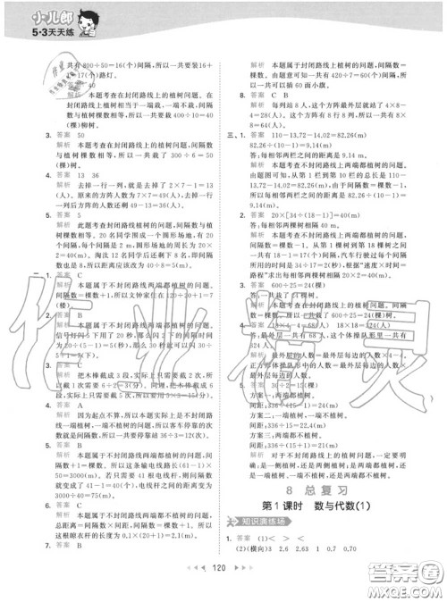小儿郎2020秋53天天练五年级数学上册人教版参考答案 小儿郎2020秋53天天练五年级数学上册人教版参考答案