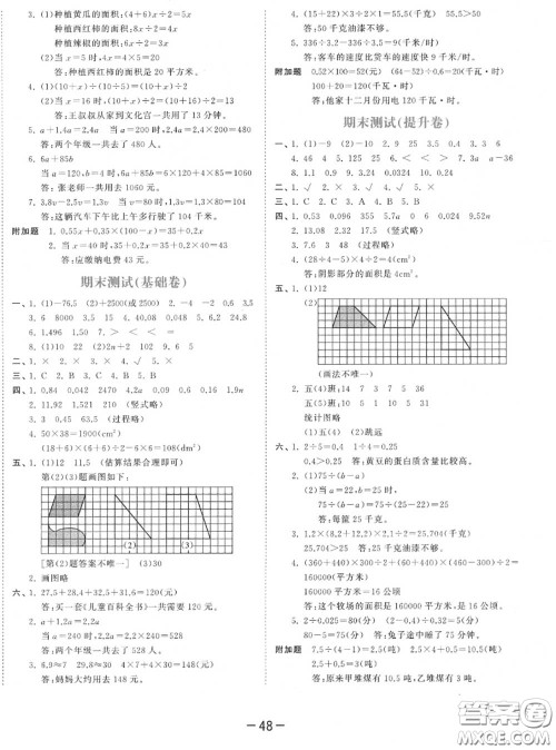 小儿郎2020秋53天天练五年级数学上册苏教版参考答案