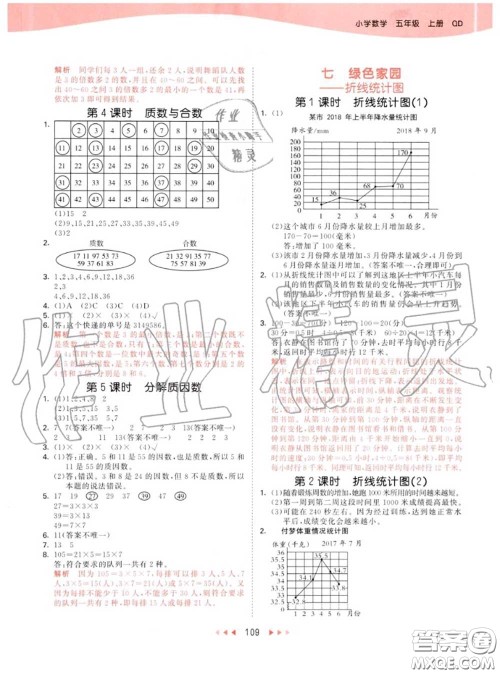 小儿郎2020秋53天天练五年级数学上册青岛版参考答案