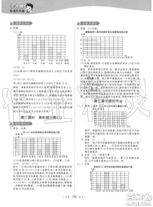 小儿郎2020秋53天天练四年级数学上册人教版参考答案