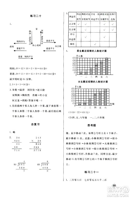 湖北教育出版社2020秋小学数学丢分题四年级上人教版参考答案