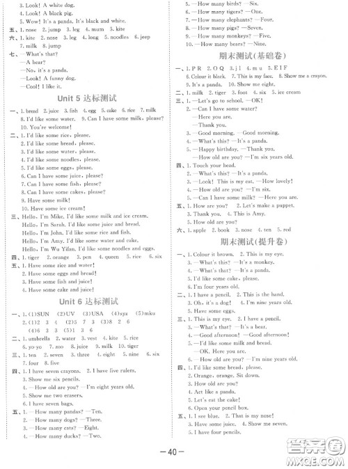小儿郎2020秋53天天练三年级英语上册人教版参考答案 小儿郎2020秋53天天练三年级英语上册人教版参考答案