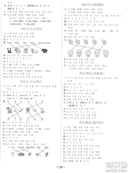 小儿郎2020秋53天天练三年级英语上册人教版参考答案 小儿郎2020秋53天天练三年级英语上册人教版参考答案