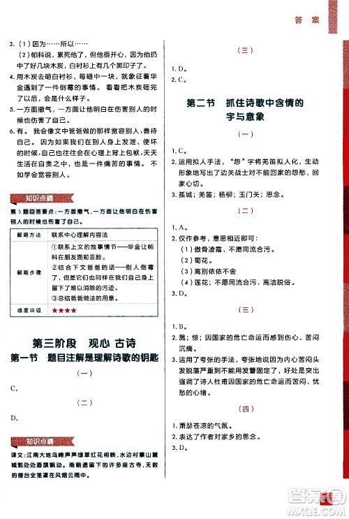 2020年学而思秘籍一学就会语文阅读专项突破四年级参考答案