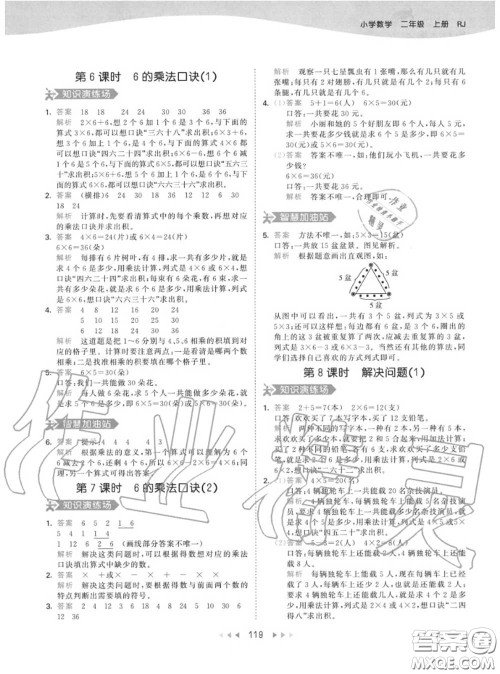 小儿郎2020秋53天天练二年级数学上册人教版参考答案