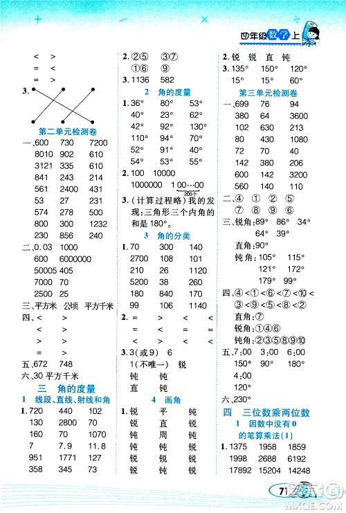 西安出版社2020年帮你学口算题卡数学四年级上册RJ人教版参考答案