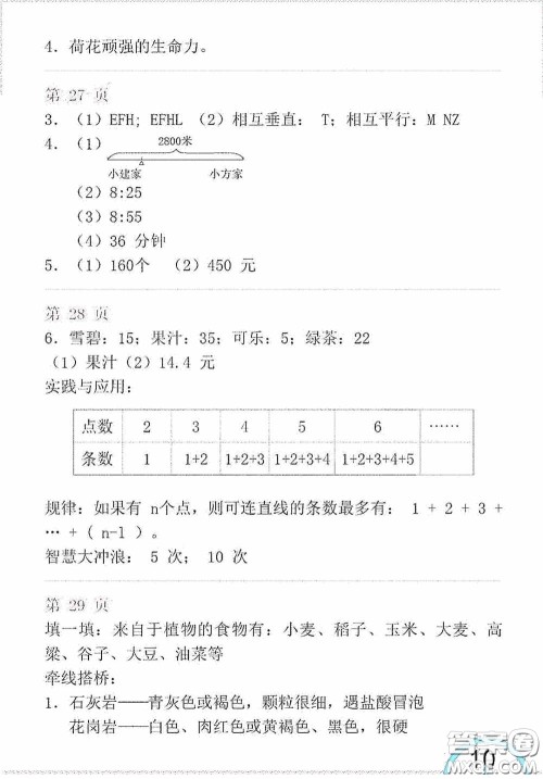 山东教育出版社2020暑假生活指导三年级五四学制答案