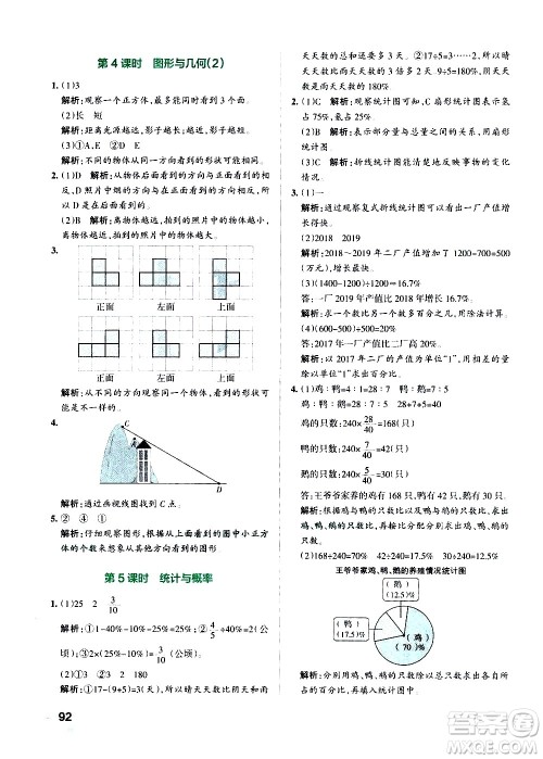 辽宁教育出版社2020秋小学学霸作业本数学六年级上BS北师版参考答案 辽宁教育出版社2020秋小学学霸作业本数学六年级上BS北师版参考答案