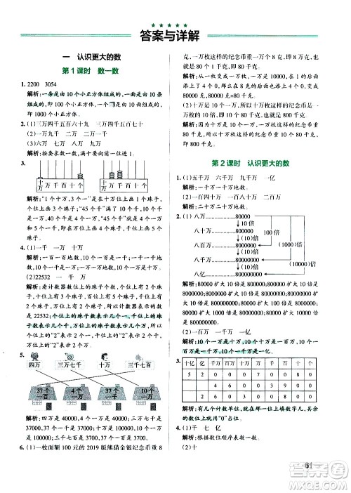 辽宁教育出版社2020秋小学学霸作业本数学四年级上BS北师版参考答案 辽宁教育出版社2020秋小学学霸作业本数学四年级上BS北师版参考答案