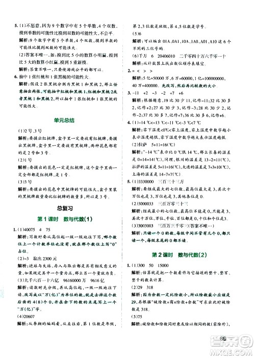 辽宁教育出版社2020秋小学学霸作业本数学四年级上BS北师版参考答案 辽宁教育出版社2020秋小学学霸作业本数学四年级上BS北师版参考答案