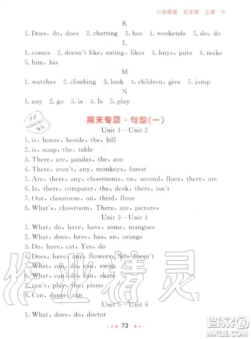 2020秋小儿郎53随堂测五年级英语上册译林版参考答案 2020秋小儿郎53随堂测五年级英语上册译林版参考答案