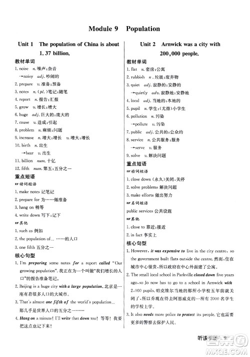 龙门书局2020秋启东中学作业本八年级英语上册WY外研版参考答案