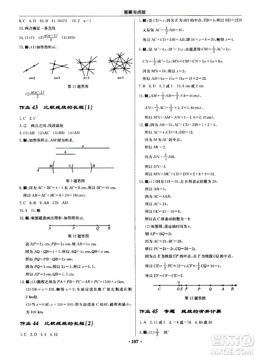 龙门书局2020秋启东中学作业本七年级数学上册BS北师版参考答案