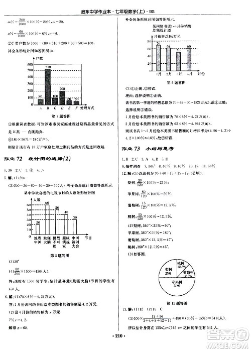 龙门书局2020秋启东中学作业本七年级数学上册BS北师版参考答案