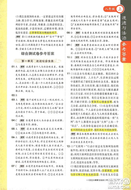 2020秋1+1轻巧夺冠课堂直播八年级道德与法治上册人教版答案 2020秋1+1轻巧夺冠课堂直播八年级道德与法治上册人教版答案