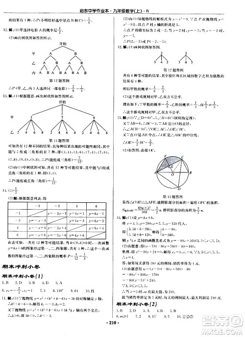 龙门书局2020秋启东中学作业本九年级数学上册R人教版参考答案
