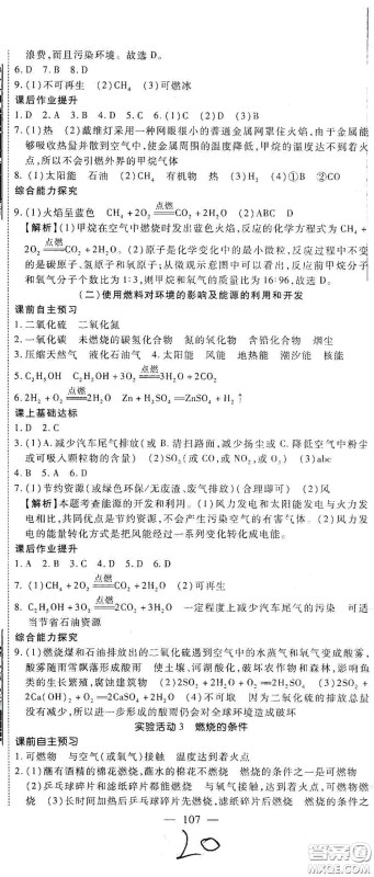 河北大学出版社2020聚能课堂九年级化学答案