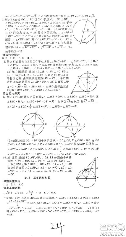 河北大学出版社2020聚能课堂九年级数学答案