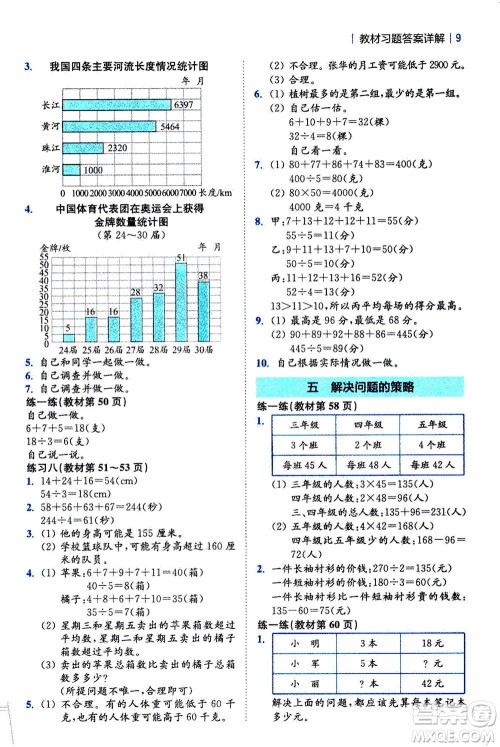 陕西师范大学出版总社2020秋全易通小学数学四年级上SJ苏教版参考答案