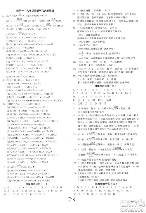 阳光出版社2020全品作业本九年级化学新课标人教版云南专用答案