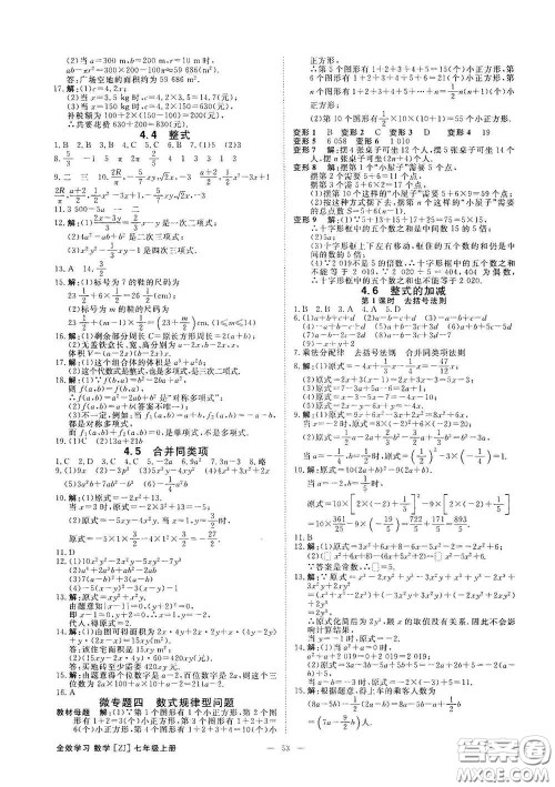 2020全效学习课时提优七年级数学上册浙教版答案