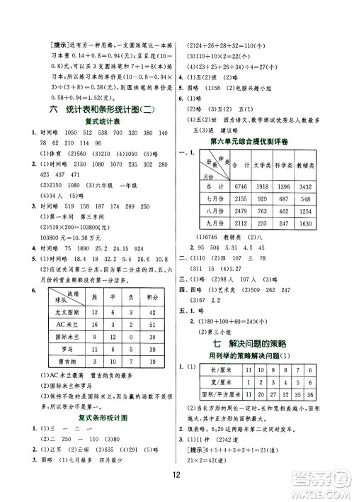 江苏人民出版社2020秋实验班提优训练数学五年级上JSJY江苏教育版参考答案