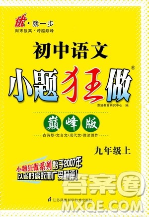 江苏凤凰科学技术出版社2020秋初中语文小题狂做巅峰版九年级上人教版参考答案