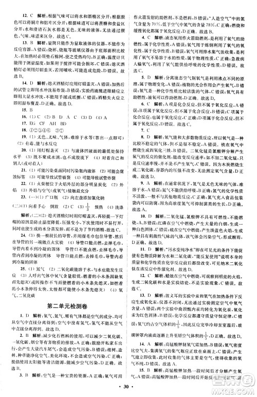 江苏凤凰科学技术出版社2020秋初中化学小题狂做提优版九年级上RJ人教版参考答案