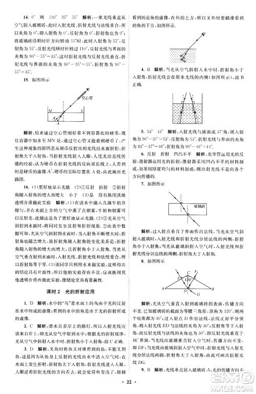 江苏凤凰科学技术出版社2020秋初中物理小题狂做巅峰版八年级上苏科版参考答案 江苏凤凰科学技术出版社2020秋初中物理小题狂做巅峰版八年级上苏科版参考答案