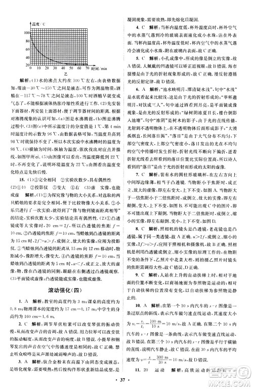 江苏凤凰科学技术出版社2020秋初中物理小题狂做巅峰版八年级上苏科版参考答案 江苏凤凰科学技术出版社2020秋初中物理小题狂做巅峰版八年级上苏科版参考答案