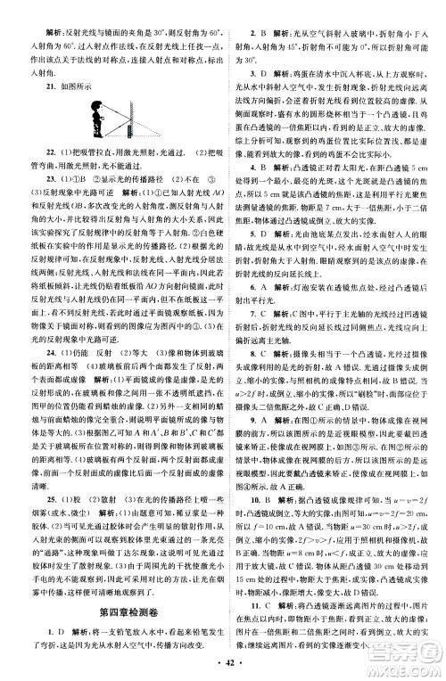 江苏凤凰科学技术出版社2020秋初中物理小题狂做巅峰版八年级上苏科版参考答案 江苏凤凰科学技术出版社2020秋初中物理小题狂做巅峰版八年级上苏科版参考答案