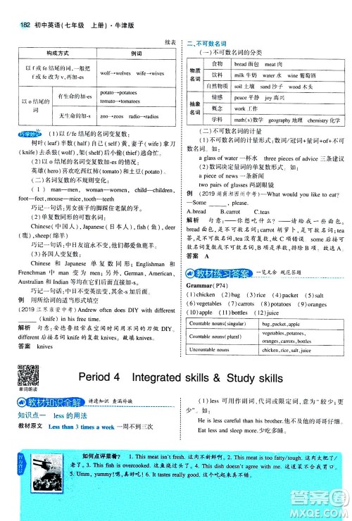 教育科学出版社2020秋5年中考3年模拟全解版初中英语七年级上册牛津版参考答案