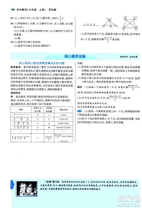 教育科学出版社2020秋5年中考3年模拟全解版初中数学七年级上册苏科版参考答案