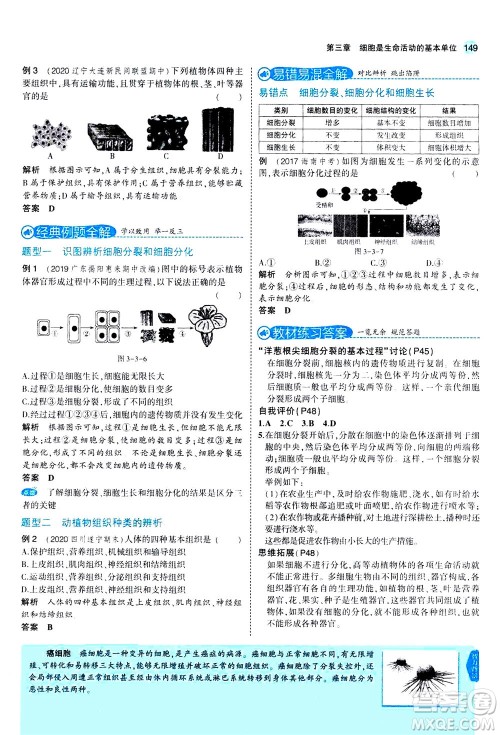 教育科学出版社2020秋5年中考3年模拟全解版初中生物七年级上册苏教版参考答案 教育科学出版社2020秋5年中考3年模拟全解版初中生物七年级上册苏教版参考答案
