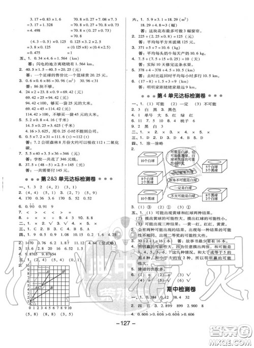 荣德基2020秋新版综合应用创新题典中点五年级数学上册人教版答案