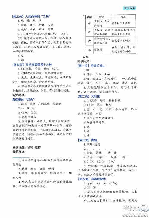 江苏凤凰美术出版社2020名师教你阶梯阅读训练三年级答案