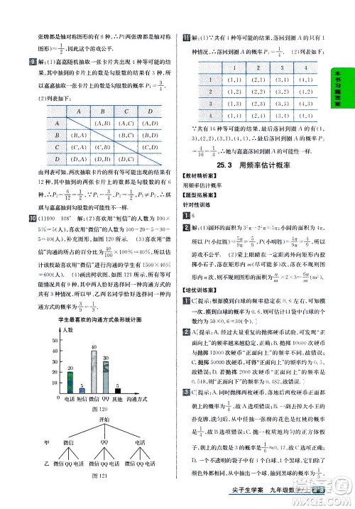 吉林人民出版社2020秋尖子生学案数学九年级上册新课标人教版参考答案