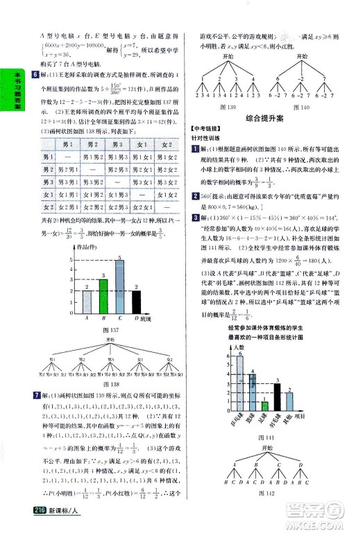 吉林人民出版社2020秋尖子生学案数学九年级上册新课标人教版参考答案