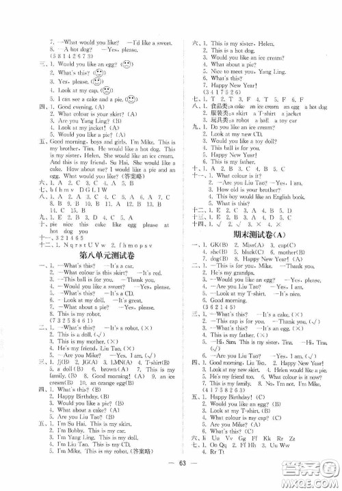 江苏凤凰美术出版社2020课时金练三年级英语上册江苏版答案