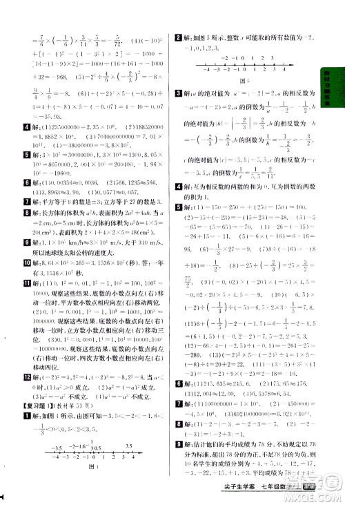 吉林人民出版社2020秋尖子生学案数学七年级上册新课标人教版参考答案