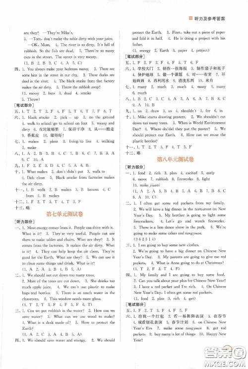江苏凤凰美术出版社2020课时精练六年级英语上册江苏版答案